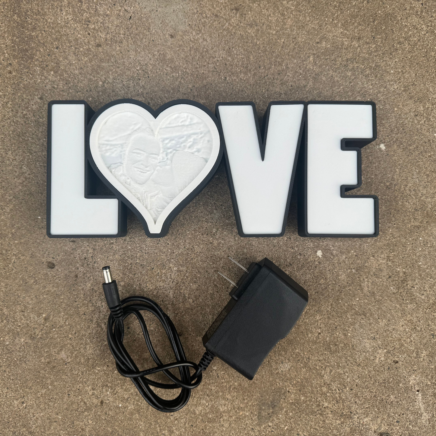 Customizable LED "LOVE" Sign with Personalized Lithophane Heart